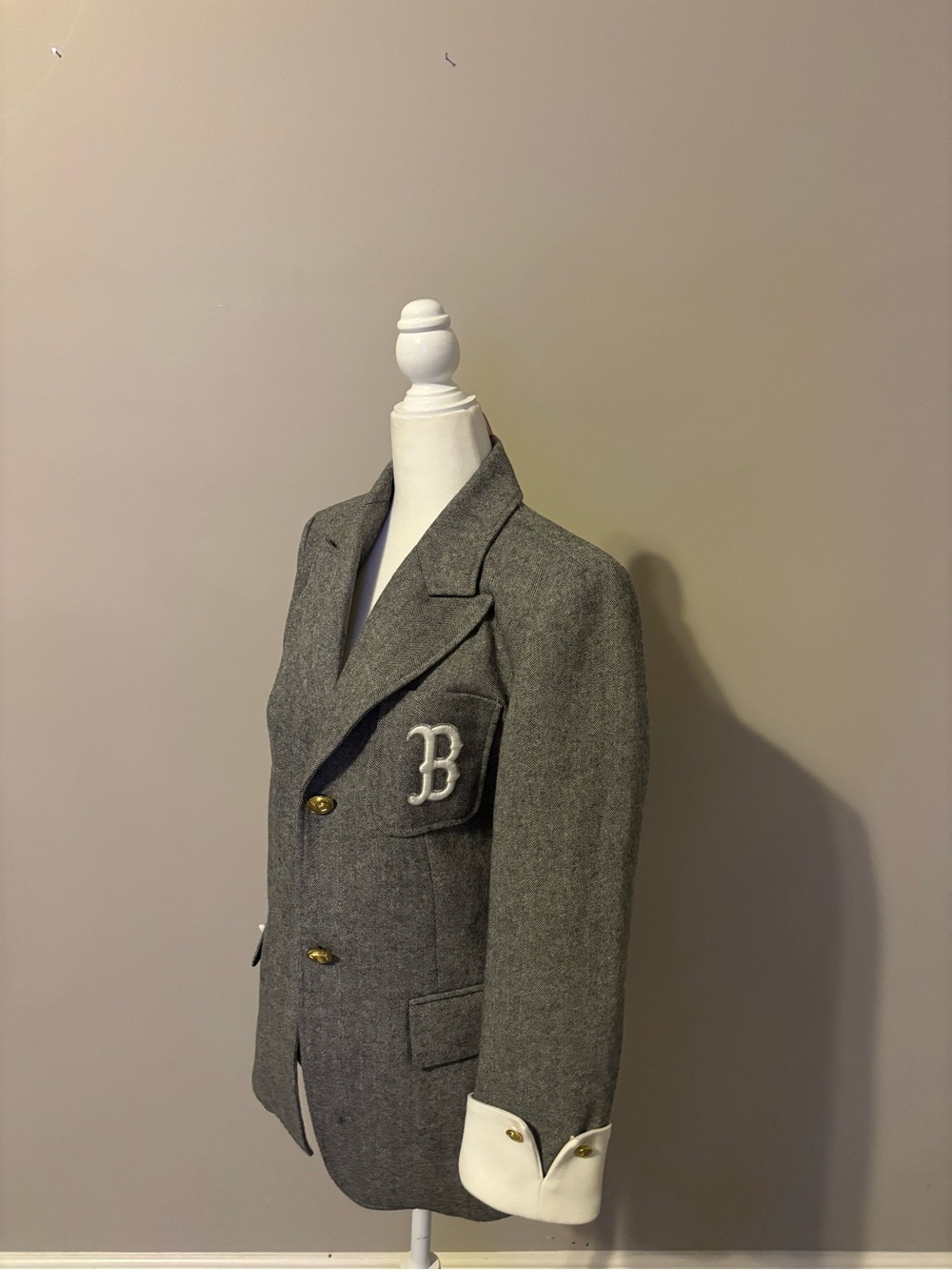 Size M - BALMAIN grav herringbone blazer - Picture 1 of 5